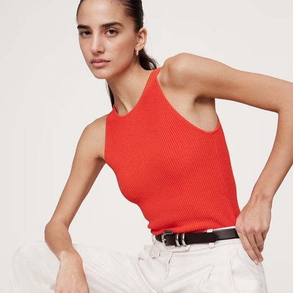 Banana Republic Tops - NWT Banana Republic Blood Orange Sleeveless Ribbed Knit Sweater Tank Top. Sz M